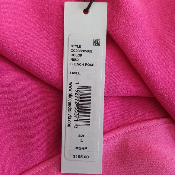 Alice + Olivia Harmon French Rose Pink Slip Tank Top NWT L - Picture 6 of 8